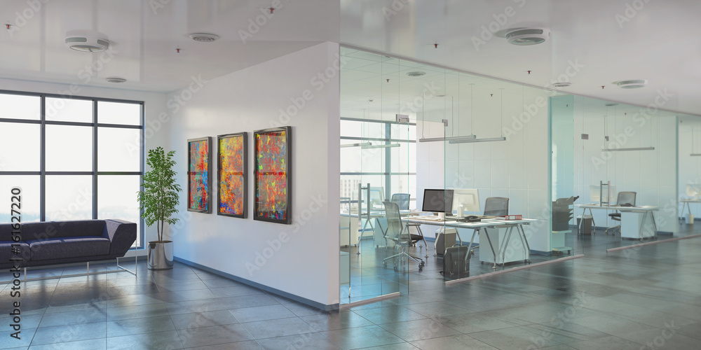 Großraumbüro - Bürogebäude - Bürofläche - Gewerbefläche - Immobilie - obrazy, fototapety, plakaty 