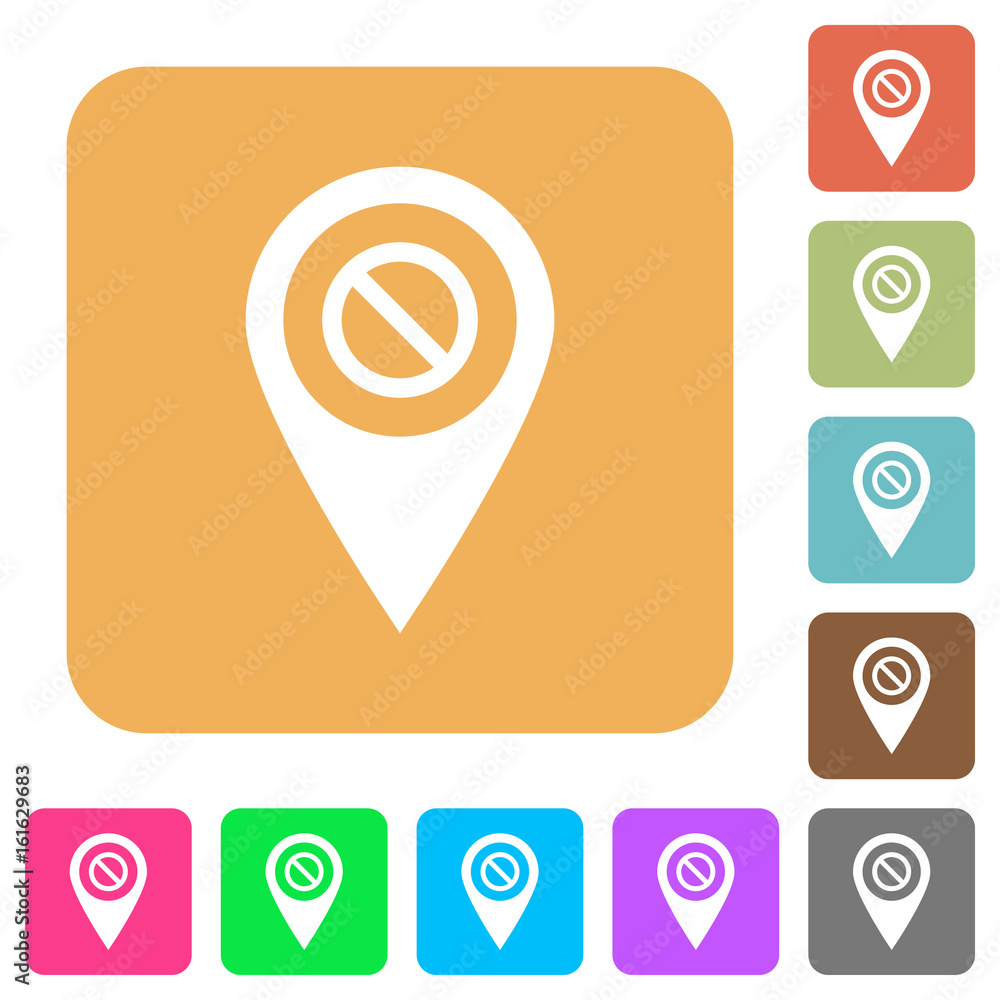 Disabled GPS map location rounded square flat icons Disabled GPS map location rounded square flat icons