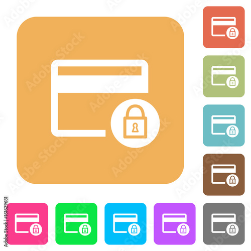 Lock credit card transactions rounded square flat icons