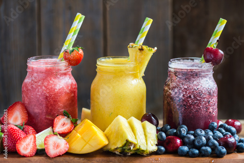 3 delicious slushies from different berries and fruits