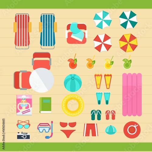 set of summer objects