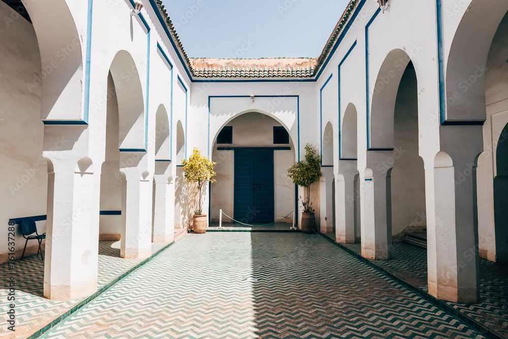 bahia palace courtyard at marrakech, morocco bahia palace courtyard at marrakech, morocco