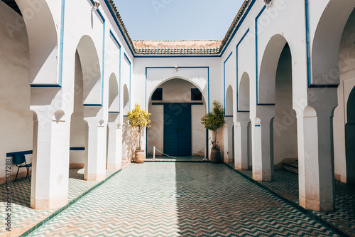 bahia palace courtyard at marrakech, morocco