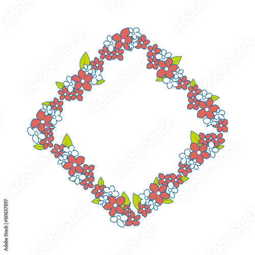 frame of flowers icon over white background vector illustration