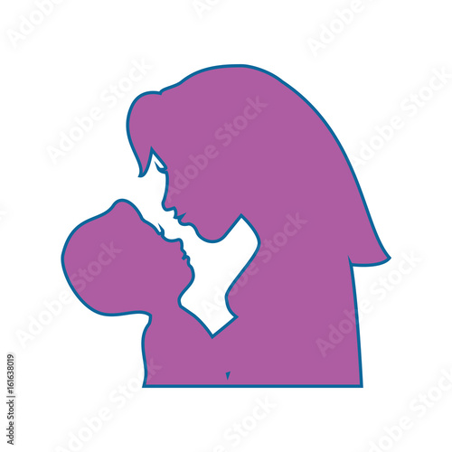 mother holding a baby icon over white background colorful design vector illustration