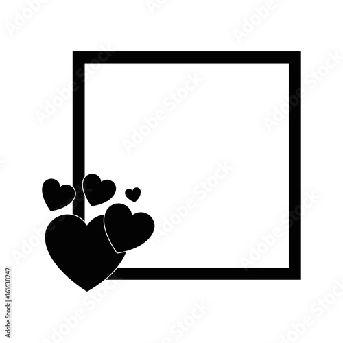 frame with decorative hearts icon over white background vector illustration