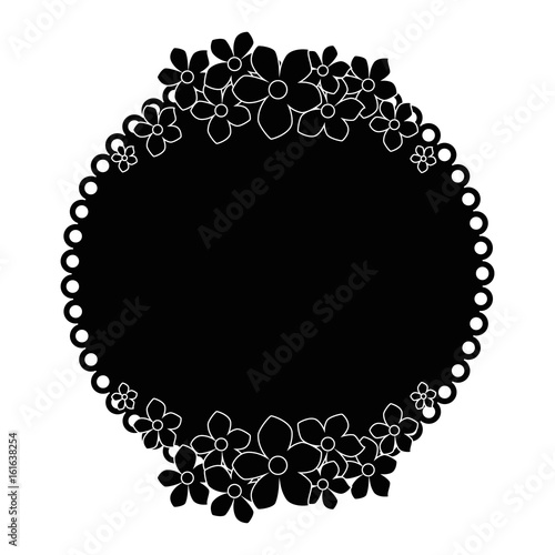 decorative frame with beautiful flowers icon over white background vector illustration