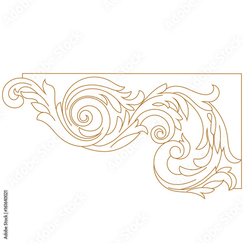 Golden vintage baroque ornament, corner. Retro pattern antique style acanthus. Decorative design element filigree calligraphy vector. - stock vector