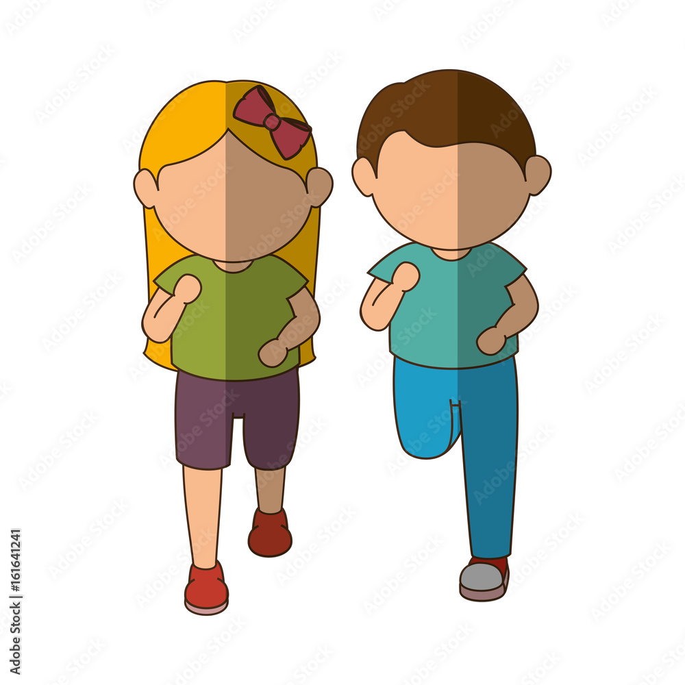 girl and boy running icon vector illustration graphic design