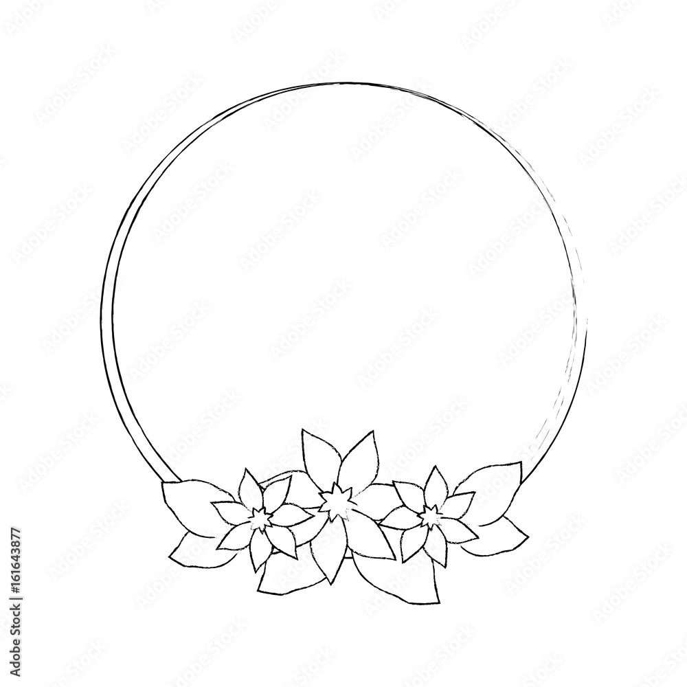 decorative frame with beautiful flowers icon over white background vector illustration - obrazy, fototapety, plakaty 