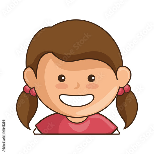 cartoon girl smiling icon over white background colorful design vector illustration