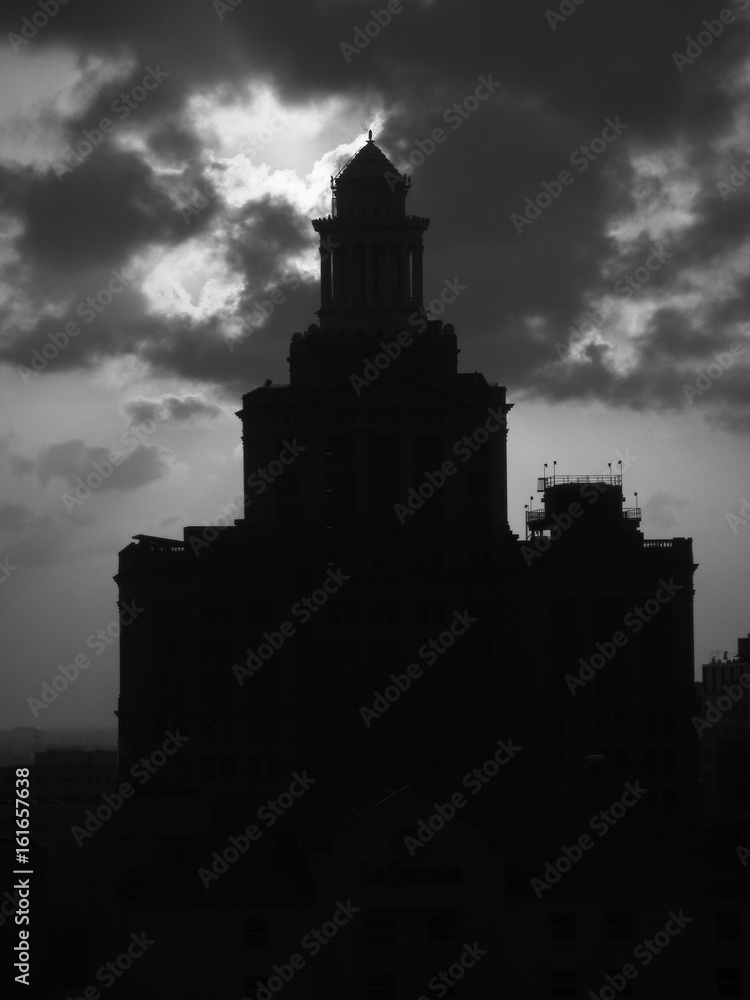 B&W silhouette of a office building