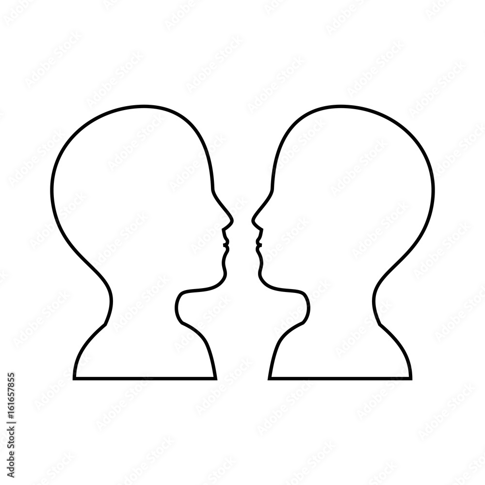 women and man head silhouette vector illustration graphic design