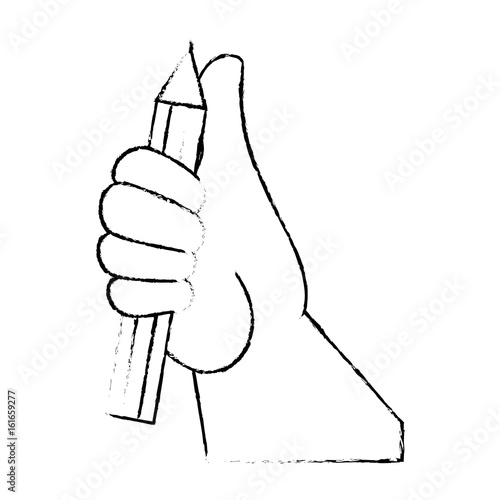 hand picking up a pencil vector illustration graphic design