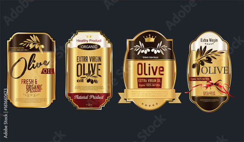 Retro vintage golden olive oil background collection
