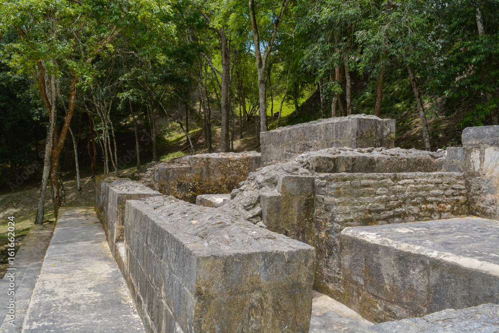 Abstract ancient Mayan ruins of Xunantunich (stone lady) in San Ignacio, Belize