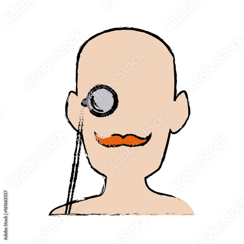 silhouette man portrait wear monocle vector illustration