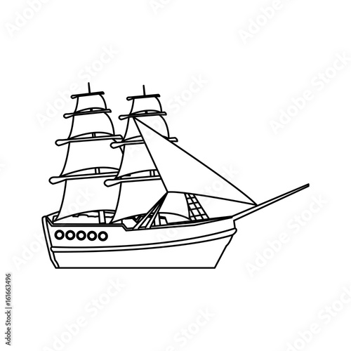 vintage sailing ship travel adventure nautical vector illustration