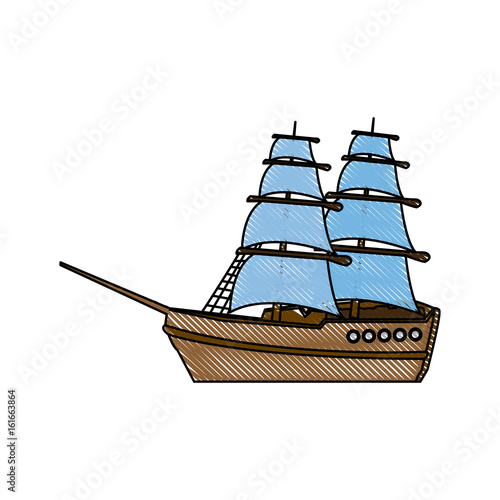 vintage sailing ship travel adventure nautical vector illustration