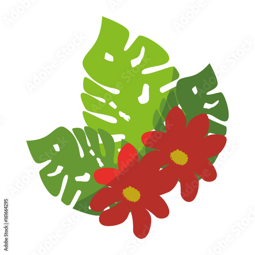 isolated sheet tree and flowers icon vector graphic illustration