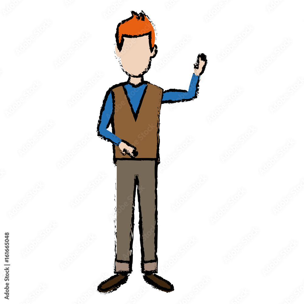 Obraz premium standing man character male people cartoon vector illustration