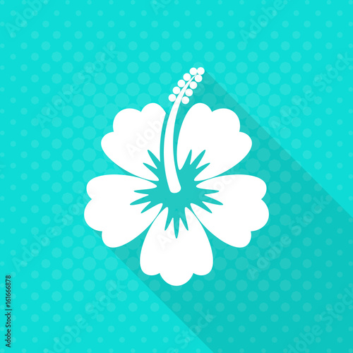 White vector hibiscus flower flat icon