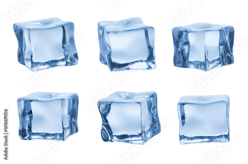 Set of ice cubes isolated on white background