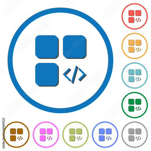 Component programming icons with shadows and outlines