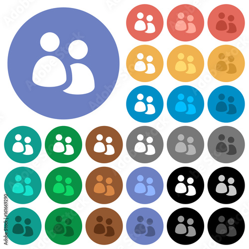 User group round flat multi colored icons
