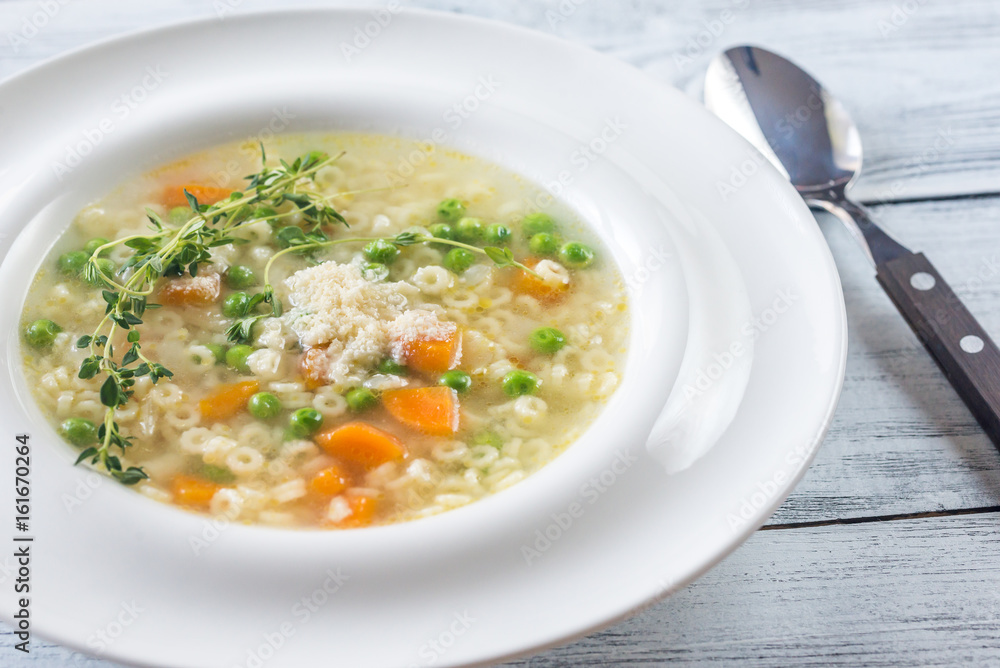 Italian chicken pasta soup with parmesan Italian chicken pasta soup with parmesan