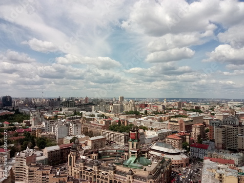skyline with clouds under big city  Kiev