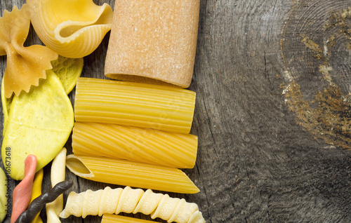 composition of raw Italian pasta Different shapes   photo