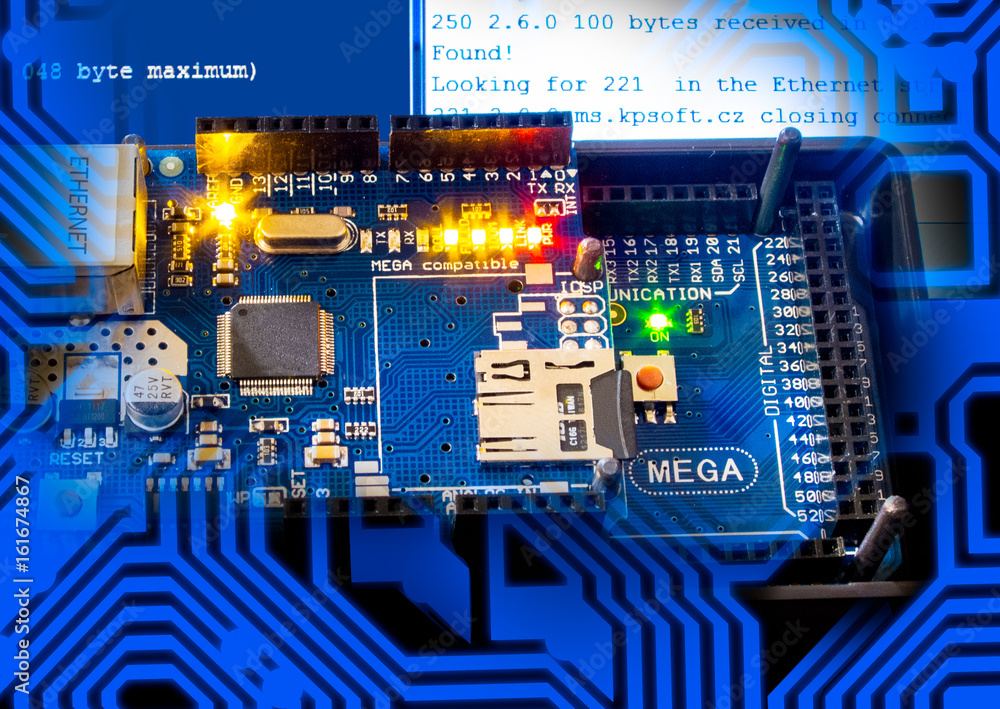 Communication of a singlechip microcontroller AVR using a network
