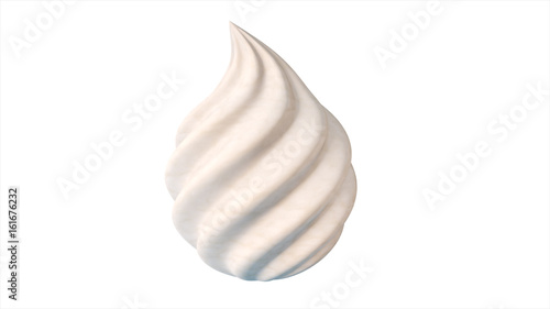 Whipped cream on white isolated background 3d illustration