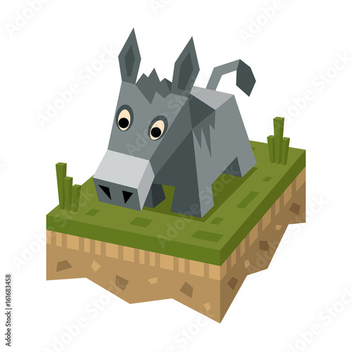 Isometric flat donkey on ground tile