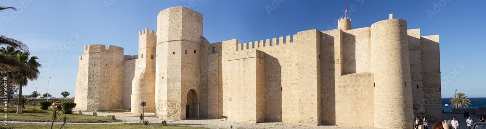 walls of old fort in summer day in Tunisia