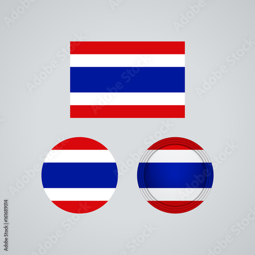Thai trio flags, vector illustration