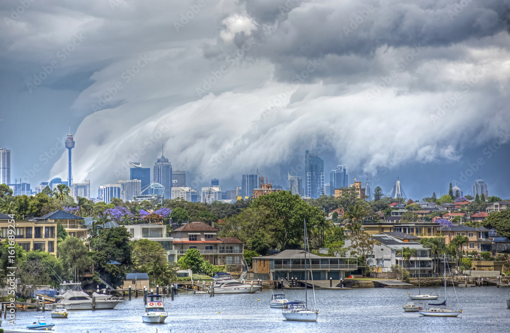 storm over sydney and the  Parramatta river.