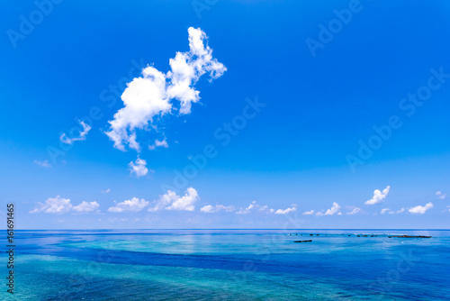 Sea, blue sky, landscape. Okinawa, Japan, Asia. 