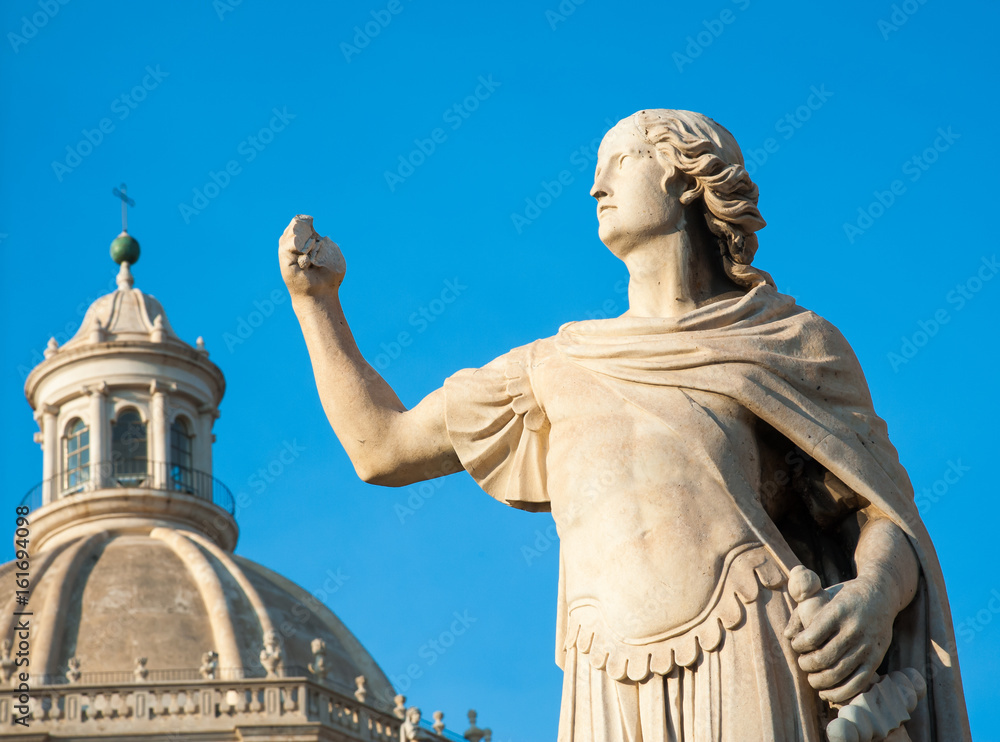 Fototapeta premium Statues outside Saint Agatha Church in Catania, Sicily