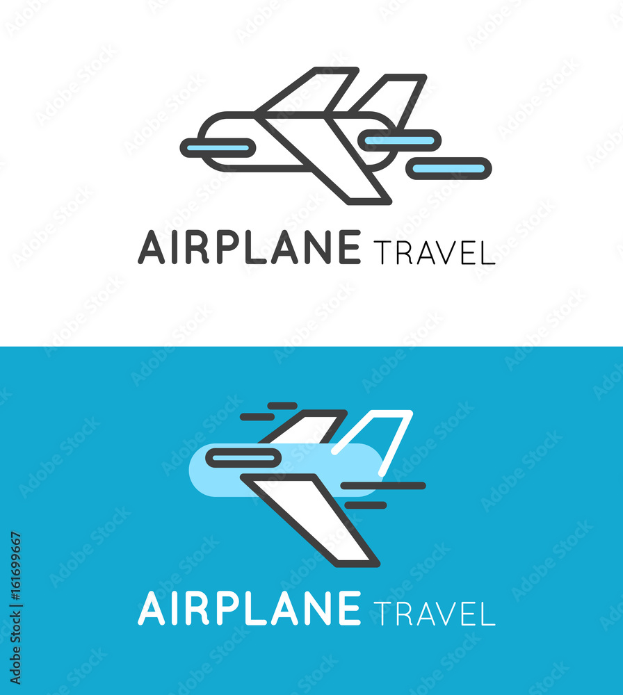 Travel airplane logo in modern style. Travel airplane logo in modern style.