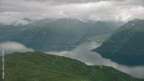 Norwegian town Stordal in the distance photo