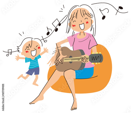 歌うお母さんと男の子