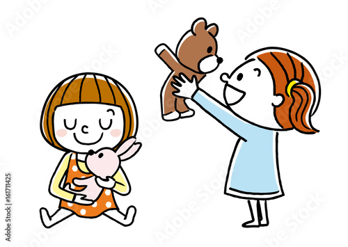 子供：ぬいぐるみで遊ぶ
