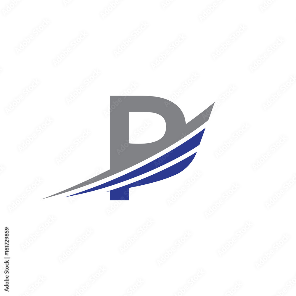 initial letter P logo wing