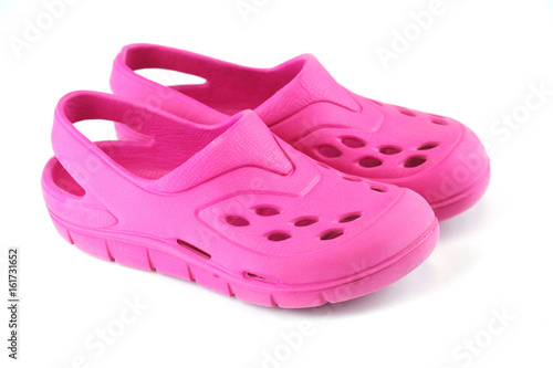 pink rubber shoes isolated on white background