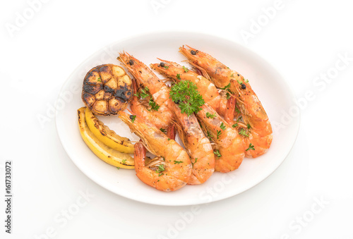 fried shrimps with garlic and lemon