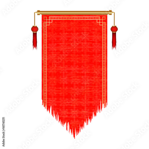 Traditional Asian red scroll old