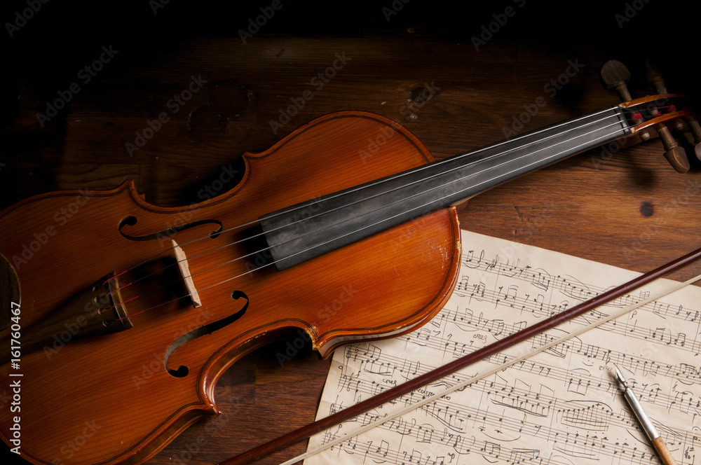 Fototapeta premium Sheet music and violin