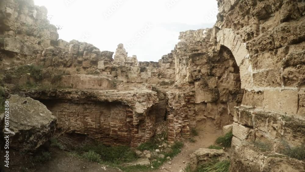 Panorama Ancient Corridors Ruins Antique Town Salamis East Cyprus Famagusta Panorama Ancient Corridors Ruins Antique Town Salamis East Cyprus Famagusta